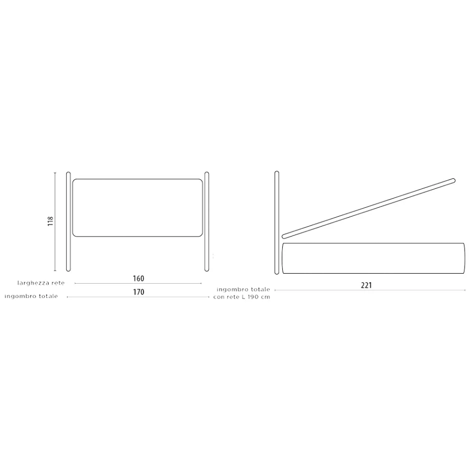 Dubbelsäng med stoppad sängram i Made in Italy-tyg - Rolly Viadurini