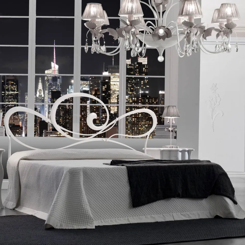 Dubbelsäng med sängram av järn Made in Italy - Shadow Viadurini