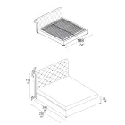 Dubbelsäng med capitonné-stoppning och träfötter - Briosco Viadurini