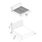Dubbelsäng med capitonné-stoppning och träfötter - Briosco Viadurini