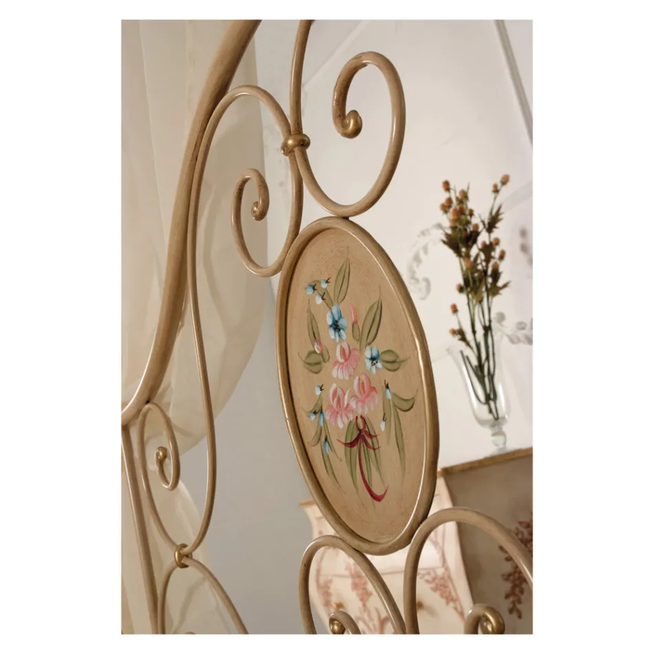 Dubbelsäng med koordinerad fotbräda av järnrör Made in Italy - Chic Viadurini