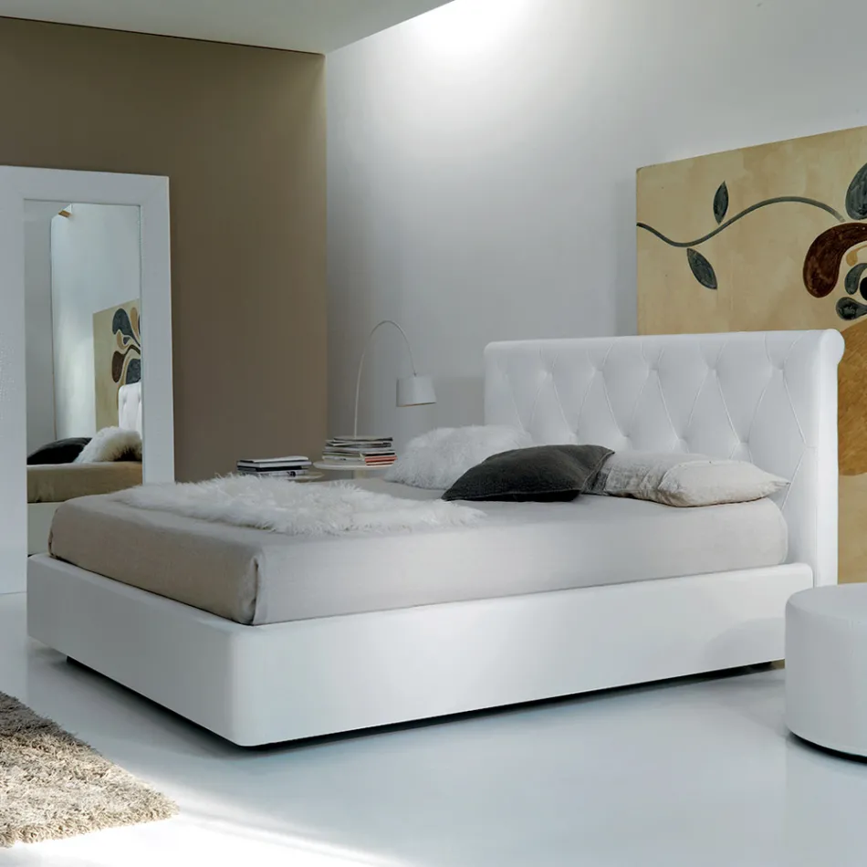 Dubbelsäng med trästruktur täckt av polyuretan - vält Viadurini