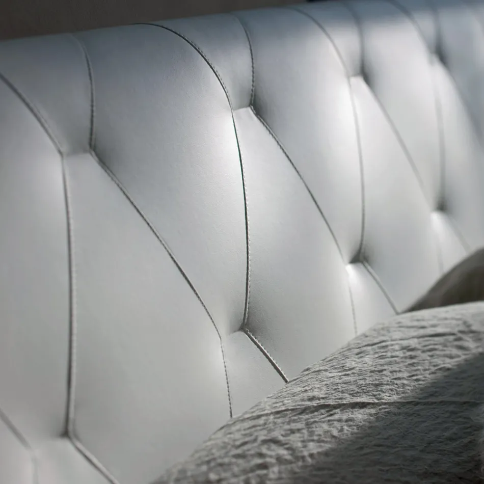 Dubbelsäng med trästruktur täckt av polyuretan - vält Viadurini