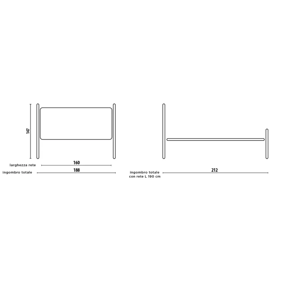 Dubbelsäng med sänggavel i massiv järn Tillverkad i Italien - Nebbia Viadurini