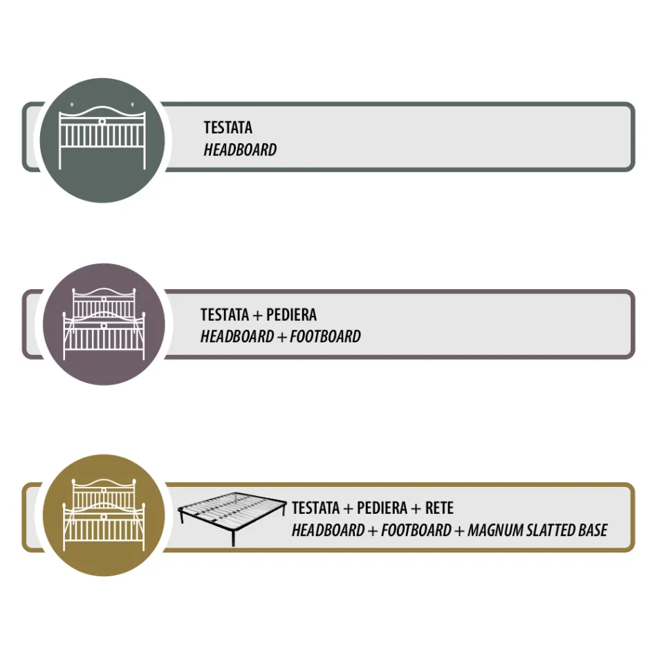 Dubbelsäng med sänggavel i massiv järn Tillverkad i Italien - Nebbia Viadurini