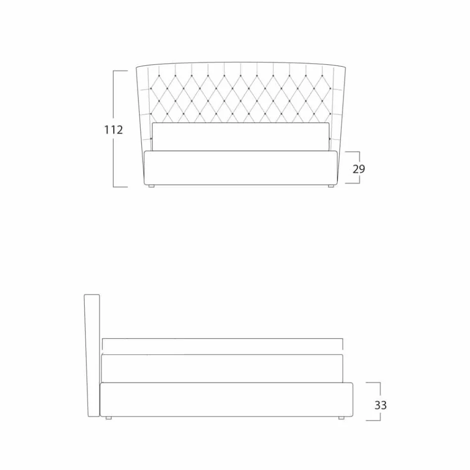 Selene Bolzan modern design dubbelsäng med quiltad headboard Viadurini