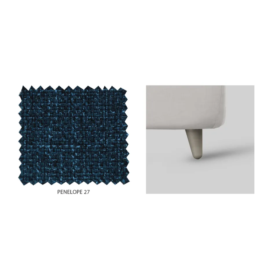 Dubbelsäng med stoppad sänggavel i Made in Italy-tyg - Fulmine Viadurini