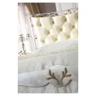 Klassisk stil dubbelsäng i järn och läder Made in Italy - King Viadurini