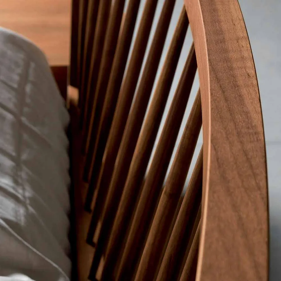 Design dubbelsäng 160x200cm med solid Alain valnötbas Viadurini