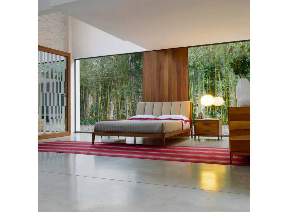 Design dubbelsäng med läderstoppad huvudtavla Menardo Viadurini