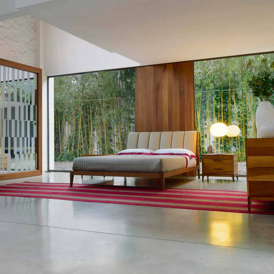 Design dubbelsäng med läderstoppad huvudtavla Menardo Viadurini