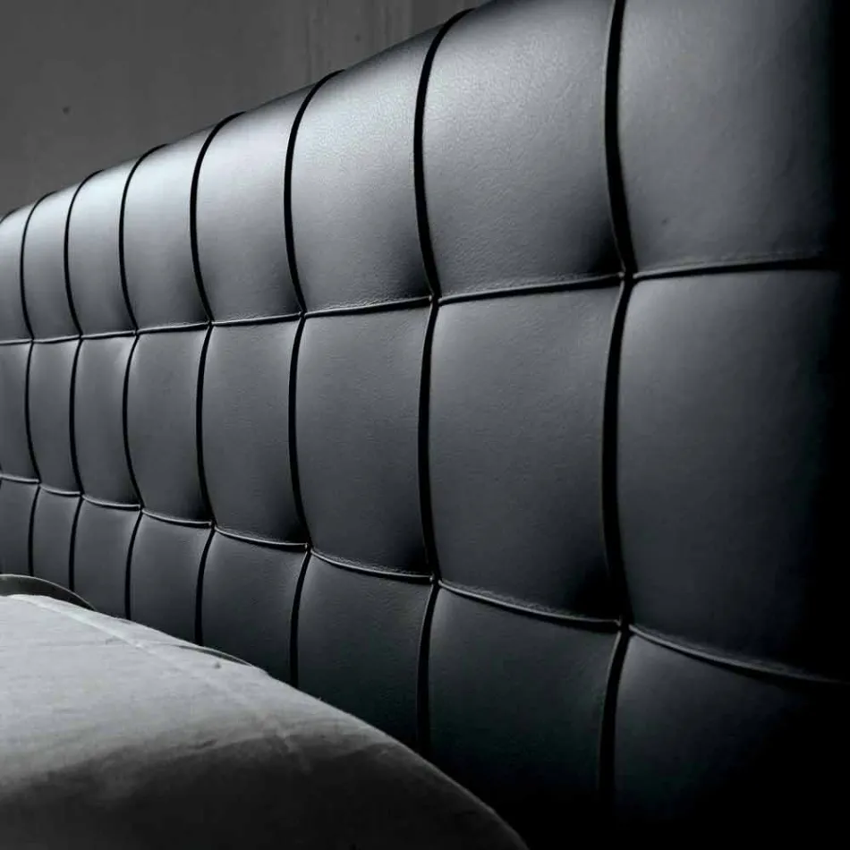 Design dubbelsäng med vadderad huvudbänk Leilo, 160x200 cm Viadurini