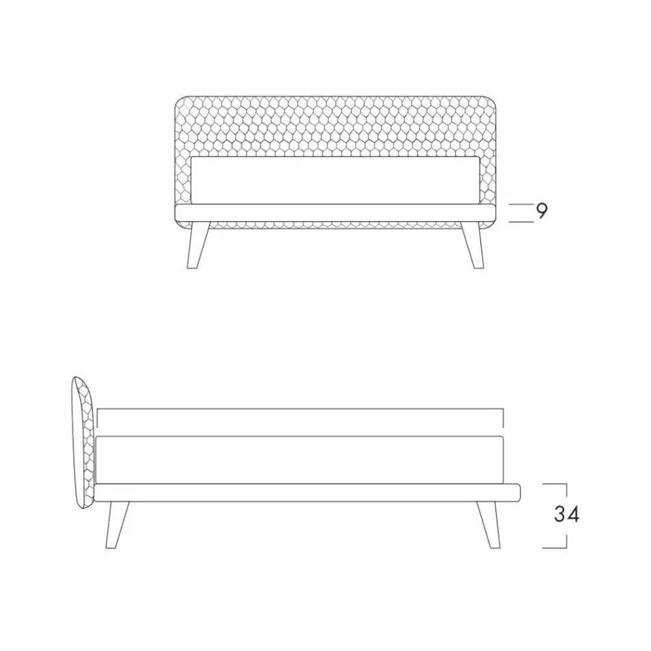 Design dubbelsäng bäddad i Corolle Bolzan tyg Viadurini