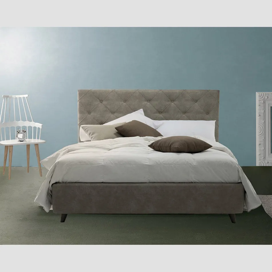 Lyxig stoppad dubbelsäng med förvaringslåda Tillverkad i Italien – Torn Viadurini