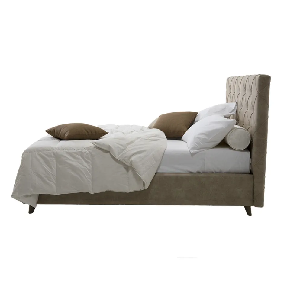 Lyxig stoppad dubbelsäng med förvaringslåda Tillverkad i Italien – Torn Viadurini