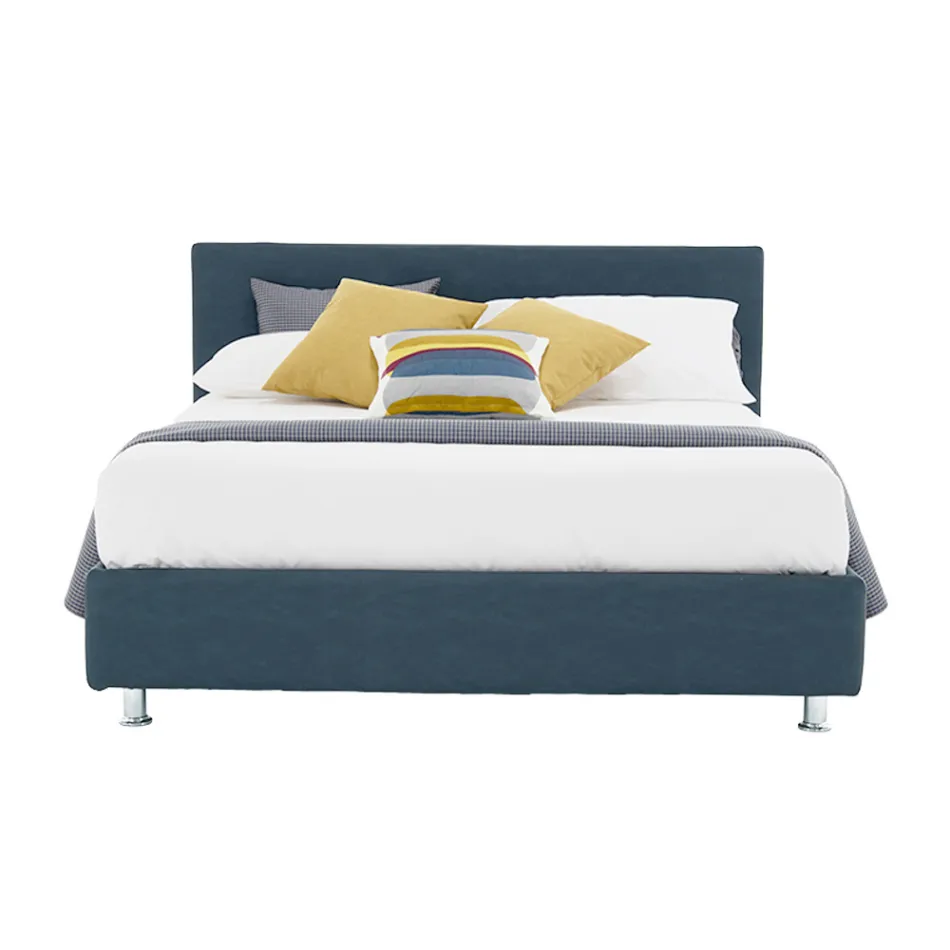 Lyxig dubbelsäng i ekologiskt läder eller tyg med box Made in Italy – Nuvola Viadurini