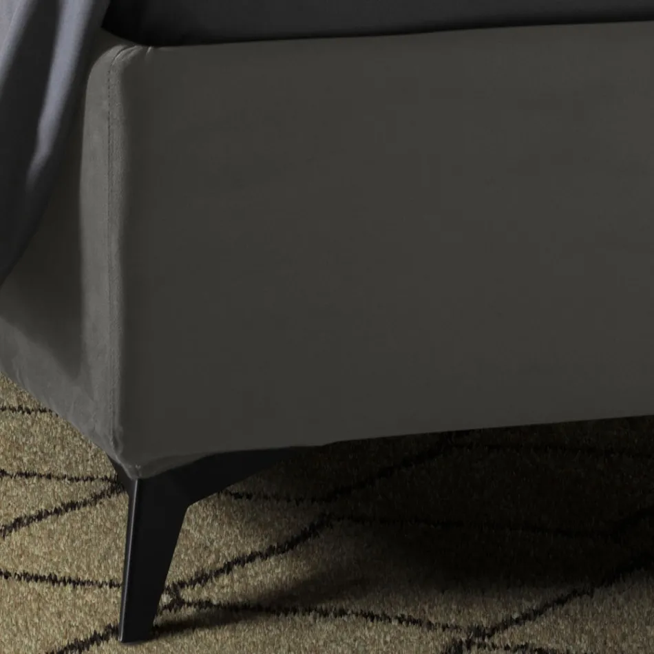 Klädd dubbelsäng med förvaringslåda Tillverkad i Italien - Solros Viadurini