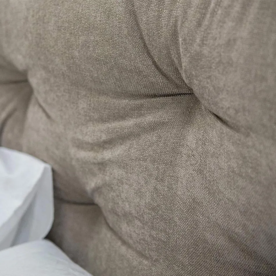 Klädd dubbelsäng med box i eko-läder eller tyg tillverkad i Italien - Nasello Viadurini