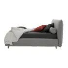 Klädd dubbelsäng med låda, tyg eller ekoläder Made in Italy - Lardino Viadurini