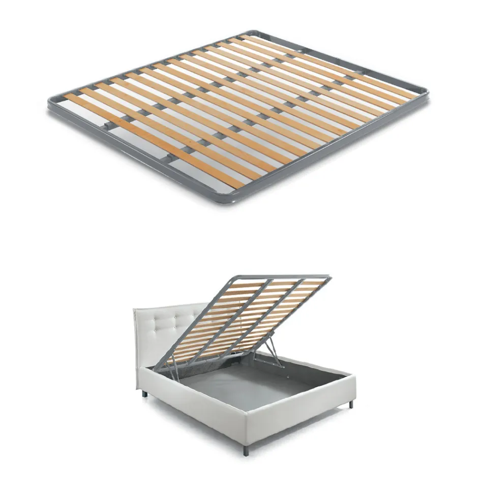 Stoppad dubbelsäng med tygförvaringsenhet - Belle Viadurini