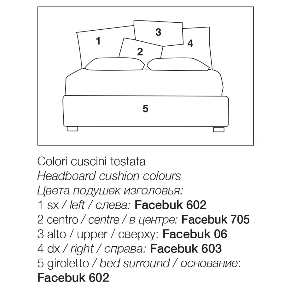 Stoppad dubbelsäng med tygförvaringsenhet - Belle Viadurini