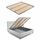 Klädd dubbelsäng med tygbehållare tillverkad i Italien - sten Viadurini