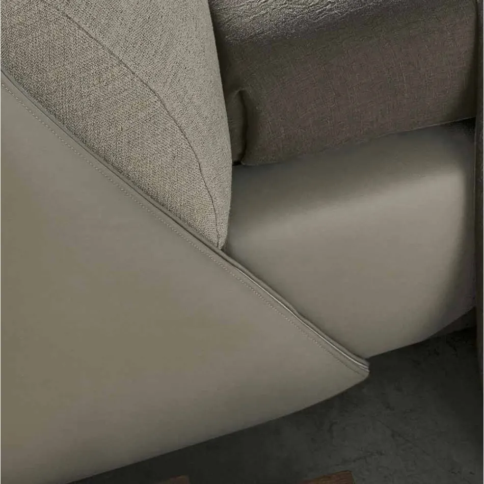 Dubbelsäng vadderad och täckt i tyg och läder Tillverkad i Italien - Lula Viadurini