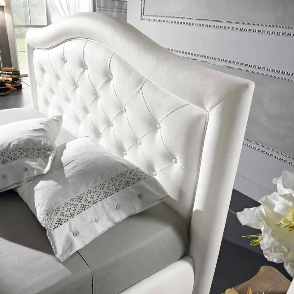 Dubbelsäng klädd i konstläder med box 160x190 / 200 cm Agly Viadurini