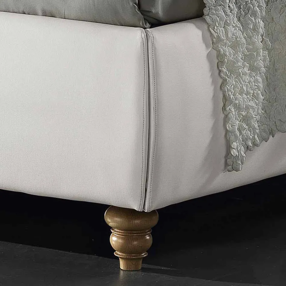 Dubbelsäng klädd i konstläder med box 160x190 / 200 cm Agly Viadurini