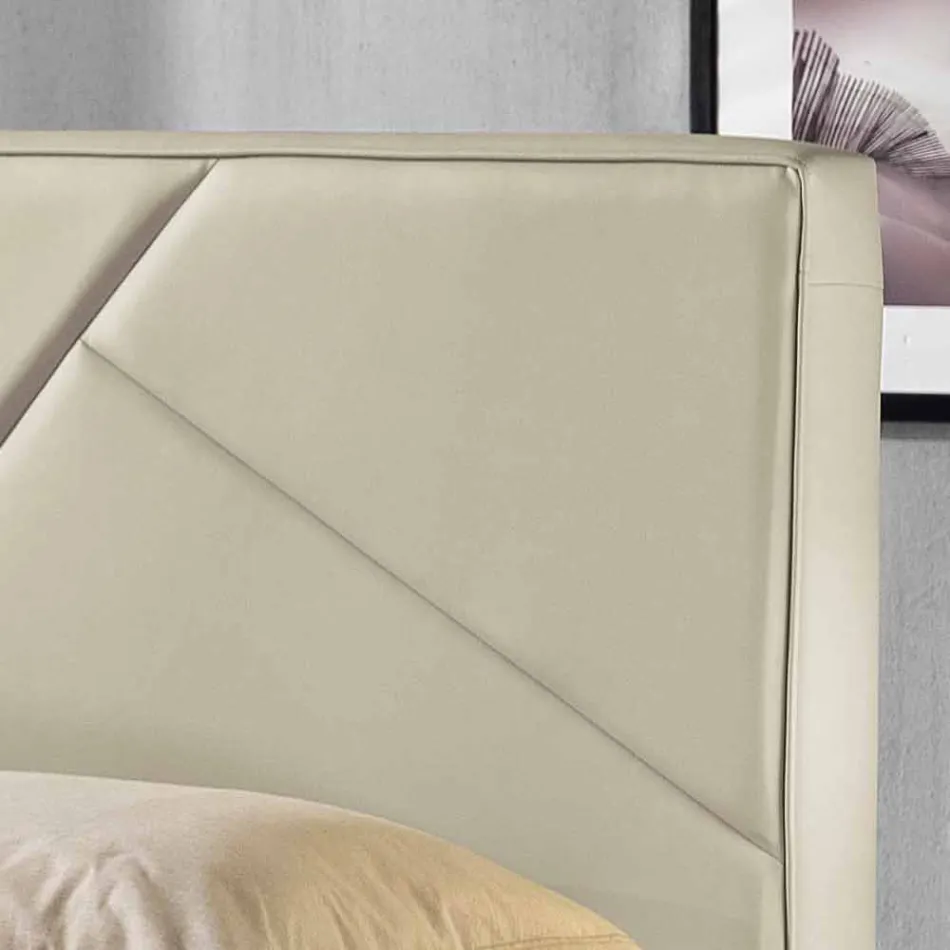 Dubbelsäng i konstläder med box topp 160x190 / 200 cm Mia Viadurini