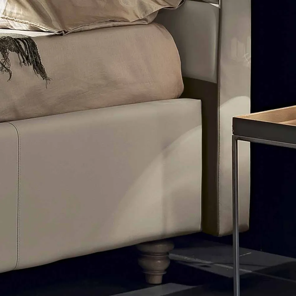 Dubbelsäng i konstläder med förvaringsbox 160x190 / 200 cm Gin Viadurini