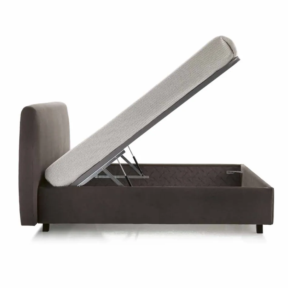 Dubbelsäng i konstläder med förvaringsbox 160x190 / 200 cm Gin Viadurini