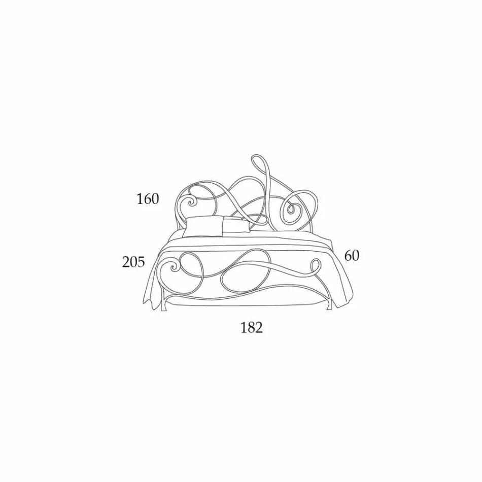 Dubbelsäng i smidesjärn med Athena klav dekoration Viadurini