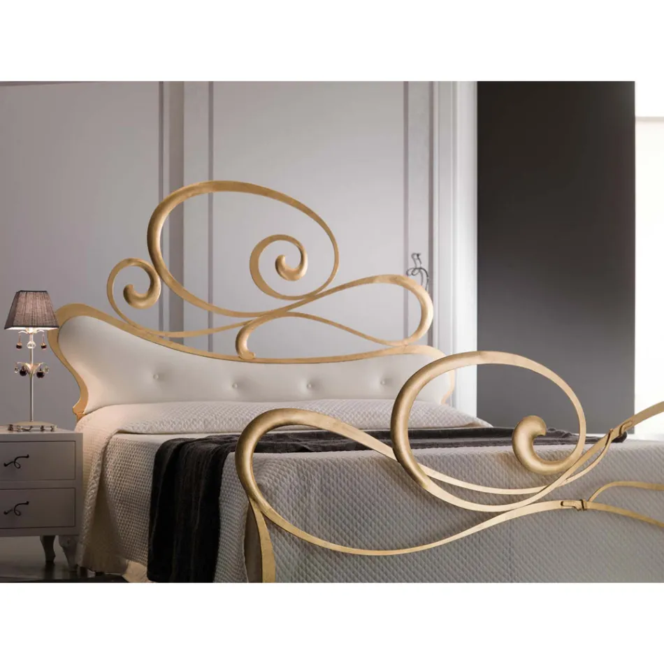 Dubbelsäng i järn med koordinerad fotbräda Made in Italy - Laser Viadurini