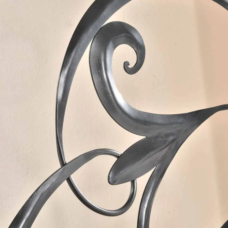 Iron dubbelsäng med huvudgavel i Allison smidda blad Viadurini