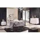 Iron dubbelsäng med huvudgavel i Allison smidda blad Viadurini