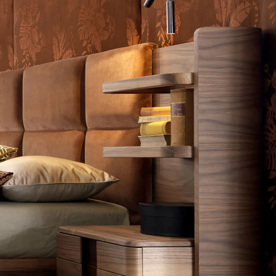 Grilli York gjorde Italien massivt trä stoppad dubbelsäng Viadurini