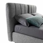 Tygdubbelsäng med låda och randigt huvudgavel gjord i Italien - Nives Viadurini