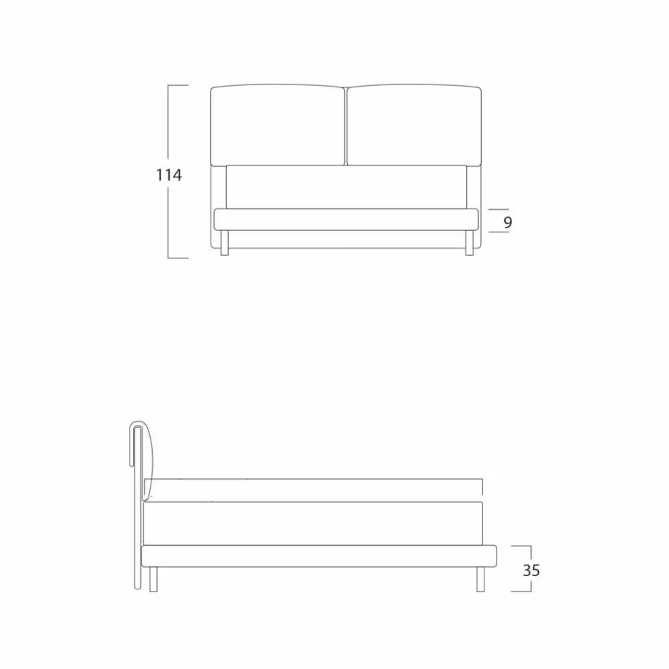 Modern dubbelsäng, tunn bas, Iorca av Bolzan Viadurini