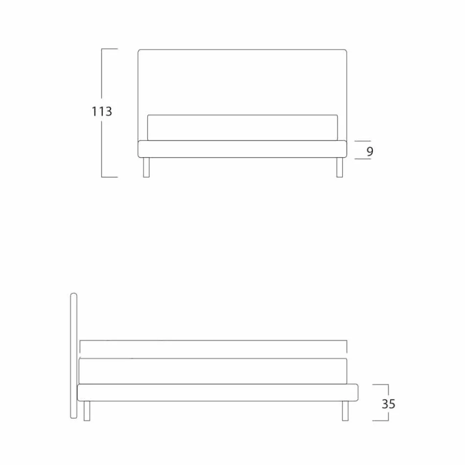 Modern dubbelsäng med tunn bas Gaya Ny av Bolzan Viadurini