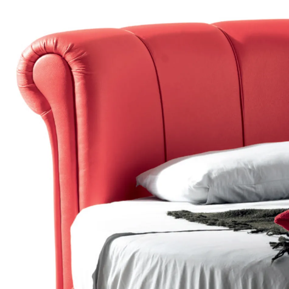 Lyxig rund modern dubbelsäng i fuskläder tillverkad i Italien - dröm Viadurini