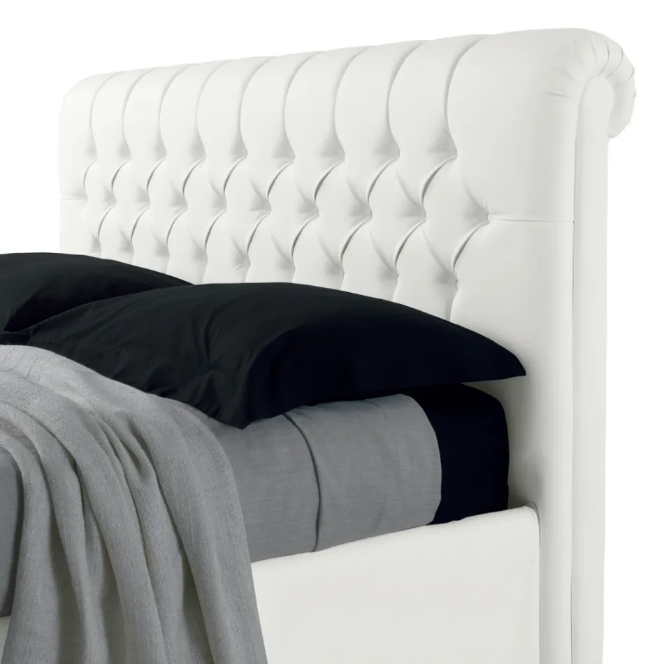 Modern dubbelsäng i konstläder med förvaring - Ozzano Viadurini