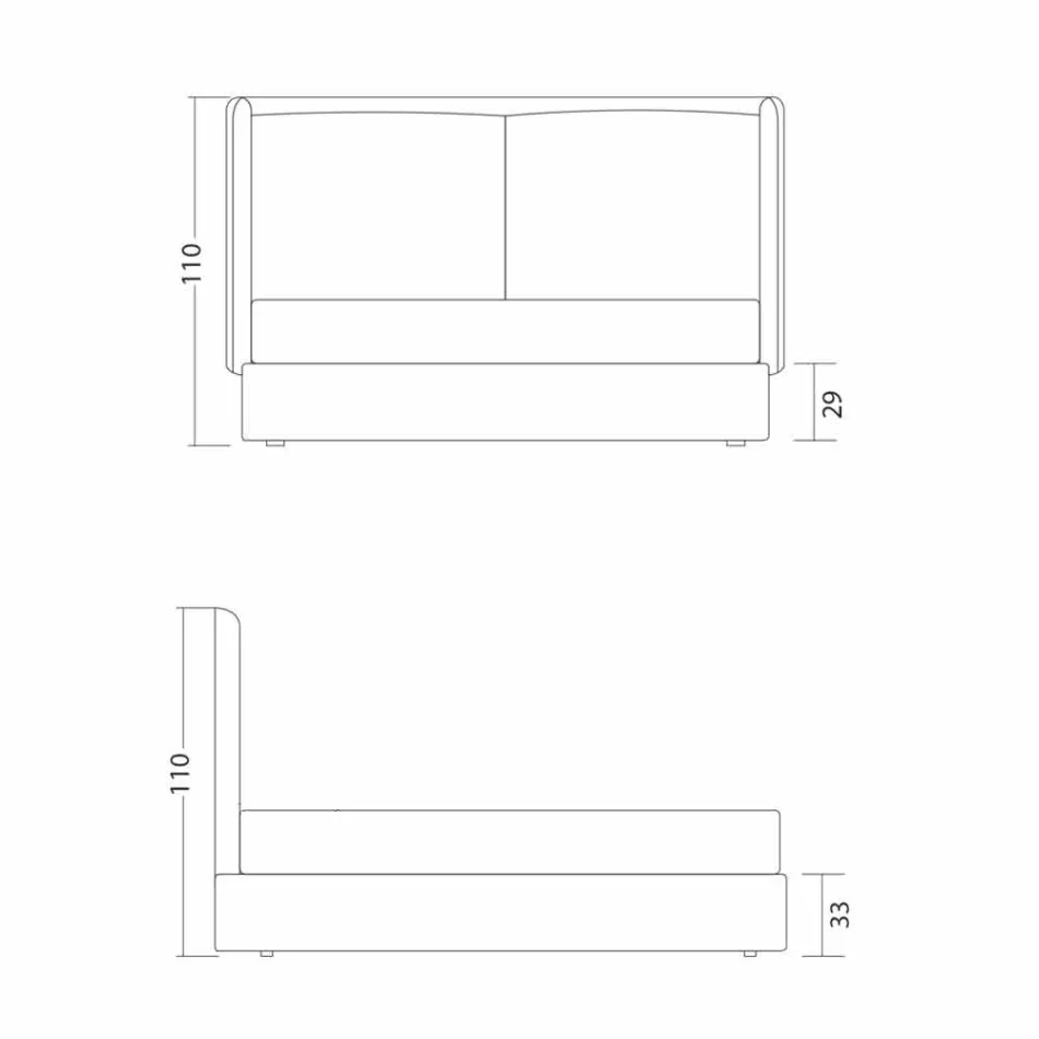Modern dubbelsäng, utan förvaring, Kate by Bolzan Viadurini