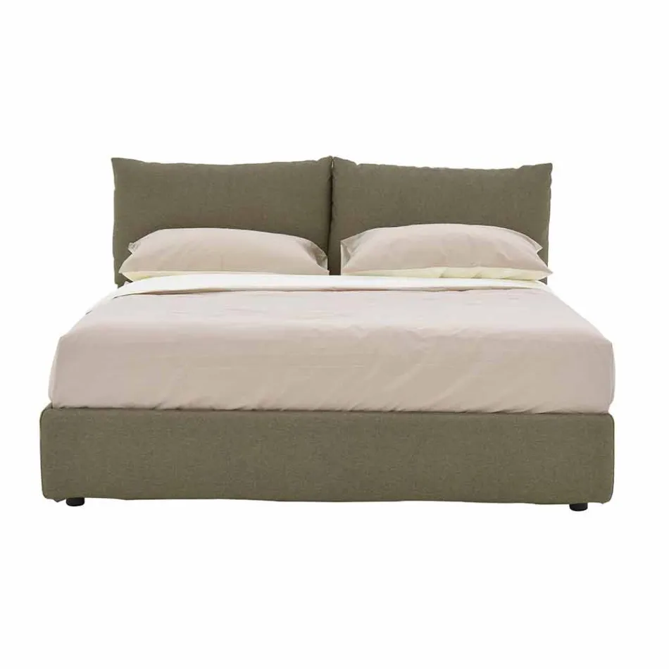 Dubbelsäng klädd i tyg med svarta fötter tillverkad i Italien - Bandola Viadurini