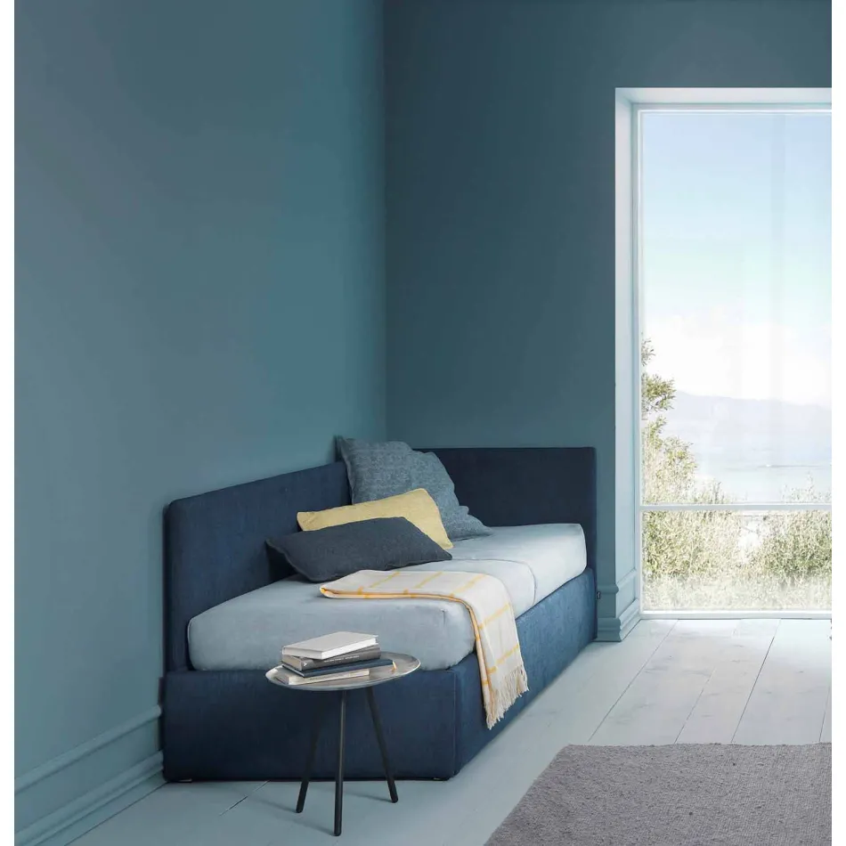 Enkelt hörn säng, med Line4 Bolzan huvudbräda och sidopanel Viadurini