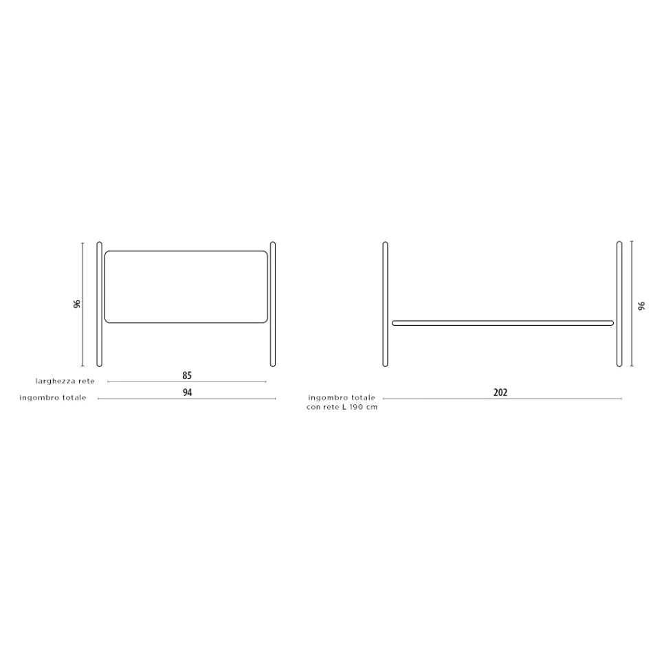 Enkelsäng med koordinerad järnstruktur Made in Italy - Lillo Viadurini