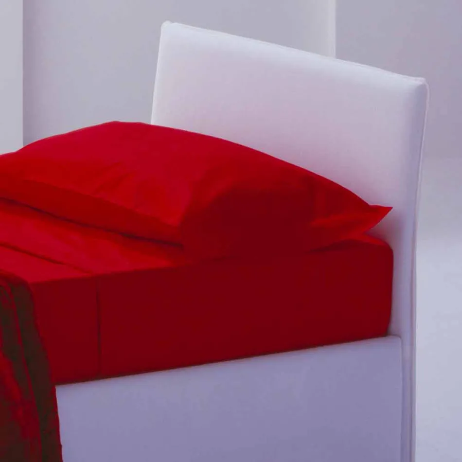 Enkelsäng med headboard, järn och trästruktur Linje av Bolzan Viadurini