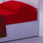 Enkelsäng med headboard, järn och trästruktur Linje av Bolzan Viadurini