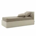 Enkelsäng med headboard, järn och trästruktur Linje av Bolzan Viadurini