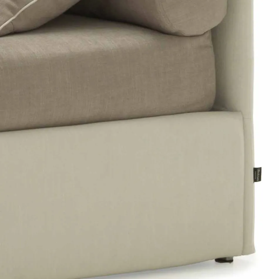 Enkelsäng med headboard, järn och trästruktur Linje av Bolzan Viadurini